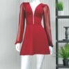 Vestido Michelle con mangas largas-Rojo