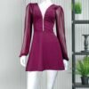 Vestido Michelle con mangas largas-Guinda