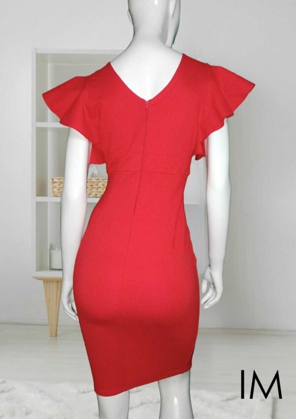 Vestido Yuli con mangas voladas-Rojo