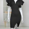 Vestido Yuli con mangas voladas-Negro