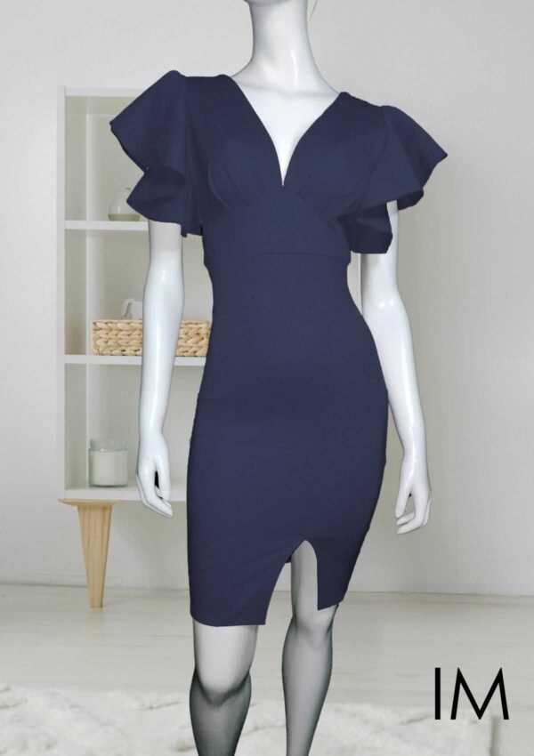 Vestido Yuli con mangas voladas-Azul