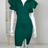 Vestido Yuli con mangas voladas-Verde Botella