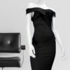 Vestido Luana con mangas caídas-Negro