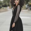 Vestido Michelle con mangas largas-Negro